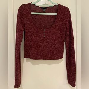 Forever 21 Maroon Long Sleeve Crop Top